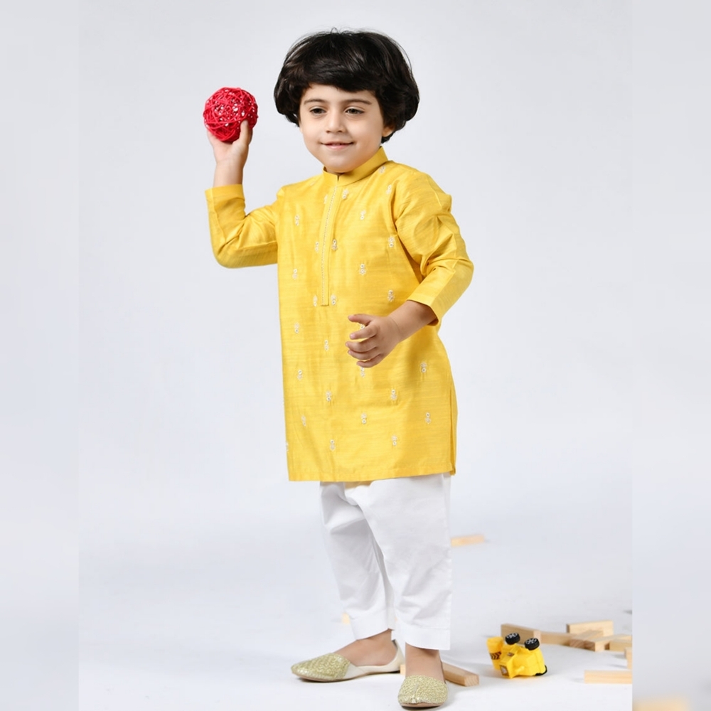 J. Junaid Jamshed Baby Boy's 2-Piece Outfit Salwar Kameez - 8 Months / Yellow